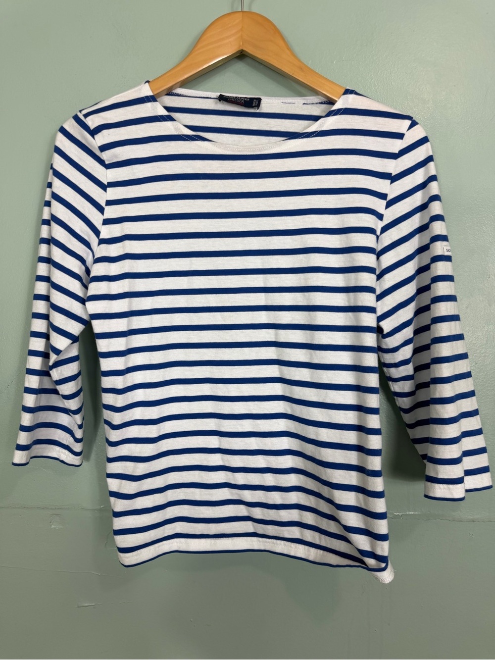 Saint James L’atelier Blue White Striped 3/4 Sleeve Shirt Women Size 8